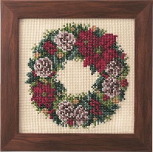COSMO Cross Stitch Kits Of Seasonal Flower Arrangement Poinsettia Wreath
