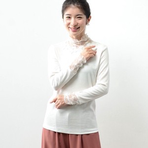 パワーネット衿・袖口レースカットソー(M45014)