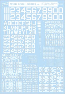 WING DECAL SERIES M01 60° Numbers&Letters 白