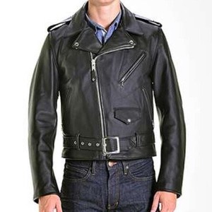 Star Double Motorcycle Leather Jacket Black USA Model
