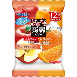 ぷるんと蒟蒻ゼリーパウチ　ふじりんご＋温州みかん　12個