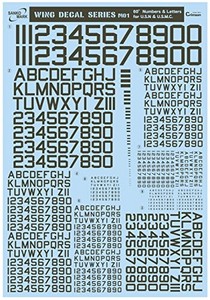 WING DECAL SERIES M01 60° Numbers&Letters 濃グレー