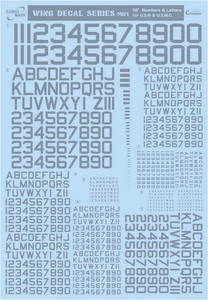 WING DECAL SERIES M01 60° Numbers&Letters 薄グレー