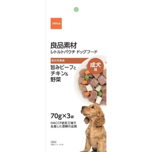 [イトウ＆カンパニー] 良品素材 成犬用旨味ビーフとチキン＆野菜 70g×3袋