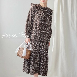 洋装/连衣裙 褶边洋装/连衣裙 花卉图案