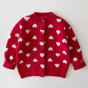 Kids' Cardigan/Bolero Jacket Heart-Patterned Cardigan Sweater Kids