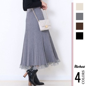 Skirt Flare Waist Knit Skirt Long Rib