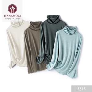 T-shirt Gift Silk Long Sleeves High-Neck Cut-and-sew