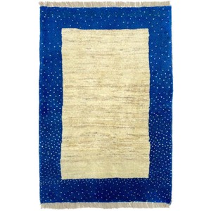 ギャッベ　ペルシャ　シラーズ　手織　60x90cm　ウール100％　ナチュラル　マット　絨毯