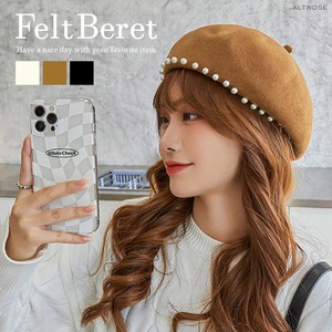 2 Pearl Attached Felt Beret Hats & Cap A/W Beret
