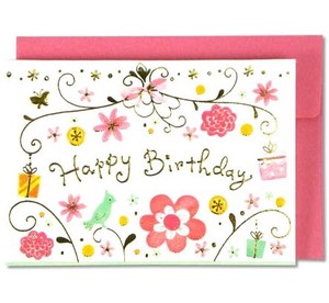 Birthday MIN CARD Flower Gift Box Casual