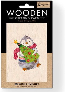 Natural Wood 100 Christmas Card Little Imports Penguin Package 2