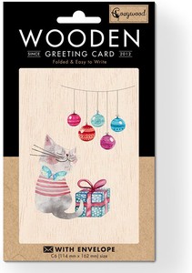 Natural Wood 100 Christmas Card Little Imports Package Cat Gift