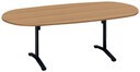 会議テーブル　ビエナ　固定楕円天板配線付　塗装脚アジャスター