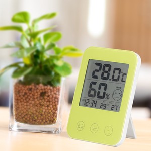 熱中症・インフルエンザ警報付  デジタル温湿度計 グリーン　DO05GR