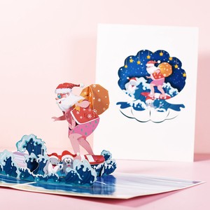 Christmas Card 3 Solid Surf Santa Greeting Card Message Card