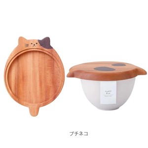 Wood Plate Attached Bowl cat