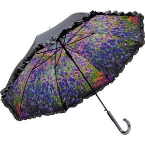 【おしゃれ】名画ﾌﾘﾙｼﾞｬﾝﾌﾟ傘(晴雨兼用) ﾓﾈ｢ﾓﾈのｱｲﾘｽｶﾞｰﾃﾞﾝ｣