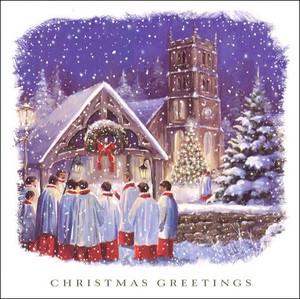 グリーティングカード クリスマス「教会前の合唱」
