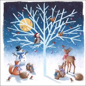 グリーティングカード クリスマス「動物達のツリー」