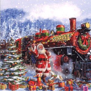 グリーティングカード クリスマス「サンタと汽車」