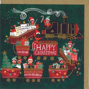 グリーティングカード クリスマス「列車と小人」