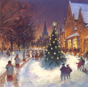 グリーティングカード クリスマス「街角のツリー」