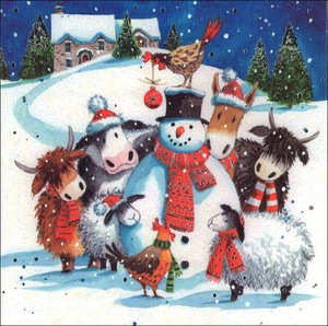 グリーティングカード クリスマス「牧場のスノーマン」