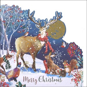 ダイカットグリーティングカード クリスマス「森のトナカイ」