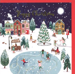 グリーティングカード クリスマス「街で遊ぶ子ども」