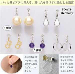 Pierced Earrings Resin Ladies Set of 5 5-types