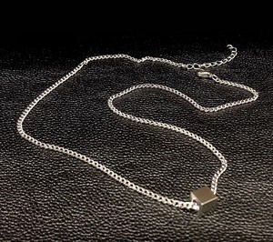Solid Cube 3mm Curb chain Chain Necklace