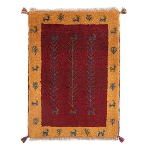 ギャッベ　ペルシャ　イラン　オーガニックウール　絨毯　ラグ　玄関マットL　64.5cm×90cm　ML1092_RE