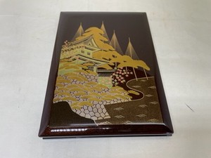 R49-3　アドレス帳　梨地　城　英文　　Address Book Nashiro Castle English