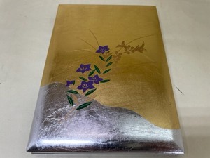 R49-4　アドレス帳　金銀箔　桔梗　英文　　Address book, gold and silver leaf, Kikyo, English