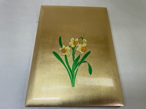 R49-5　アドレス帳　金箔　水仙　英文　　Address book, gold leaf, narcissus, English