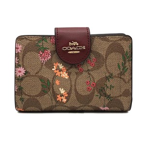Coach Clamshell Wallet Floral Pattern Mini Wallet Beige Multi Ladies 30 7