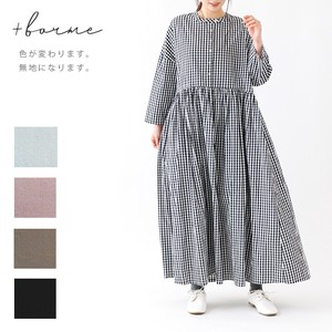 Casual Dress Waist Gathered Sleeves One-piece Dress Washer Switching