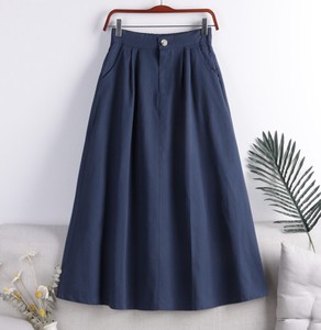 Skirt Pocket A-Line Buttoned