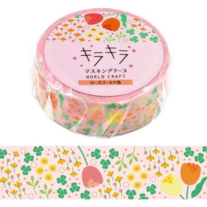 Wolrld Craft Glitter Washi Tape 15 mm Spring Floral Pattern Notebook Stationery Gift