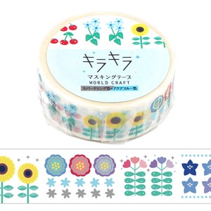 Wolrld Craft Glitter Washi Tape 15 mm Summer Floral Pattern Notebook Stationery Gift