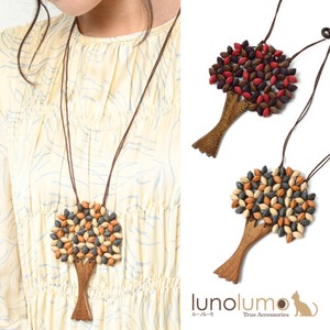 Necklace Pendant Ladies Tree Wood Red Yellow Natural Material Casual