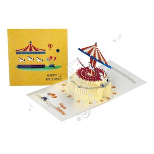 Birthday Card 3 Solid Merry-Go-Round Birthday Card Light Music Attached Melody Card
