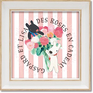 【アート雑貨】リサとガスパールアートフレームSサイズ　バラの花束を