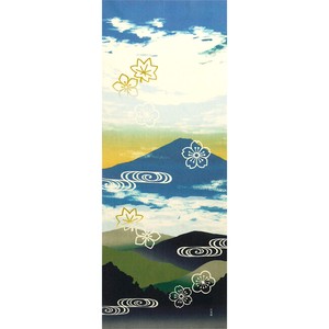 【濱文様】　絵てぬぐい　富士と四季花模様　(日本製)
