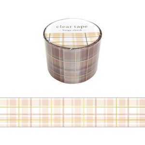 Washi Tape Beige Check Clear Tape Foil Stamping 30mm Width