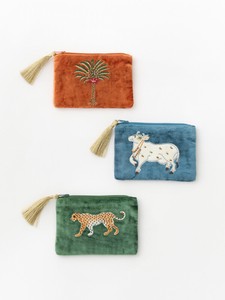 Velour Embroidery Pouch 3 Color 42 2 9 2