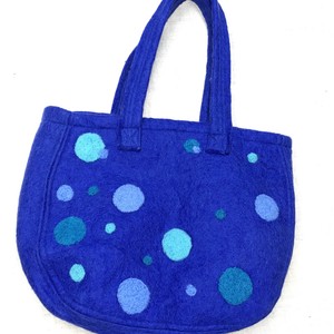 Handmade Felt Dot Bag Tote Bag Dot Blue 2