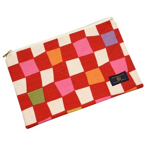 Pouch Red Flat Pouch Checkered Pattern