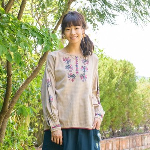 Cotton Embroidery Gather Pullover